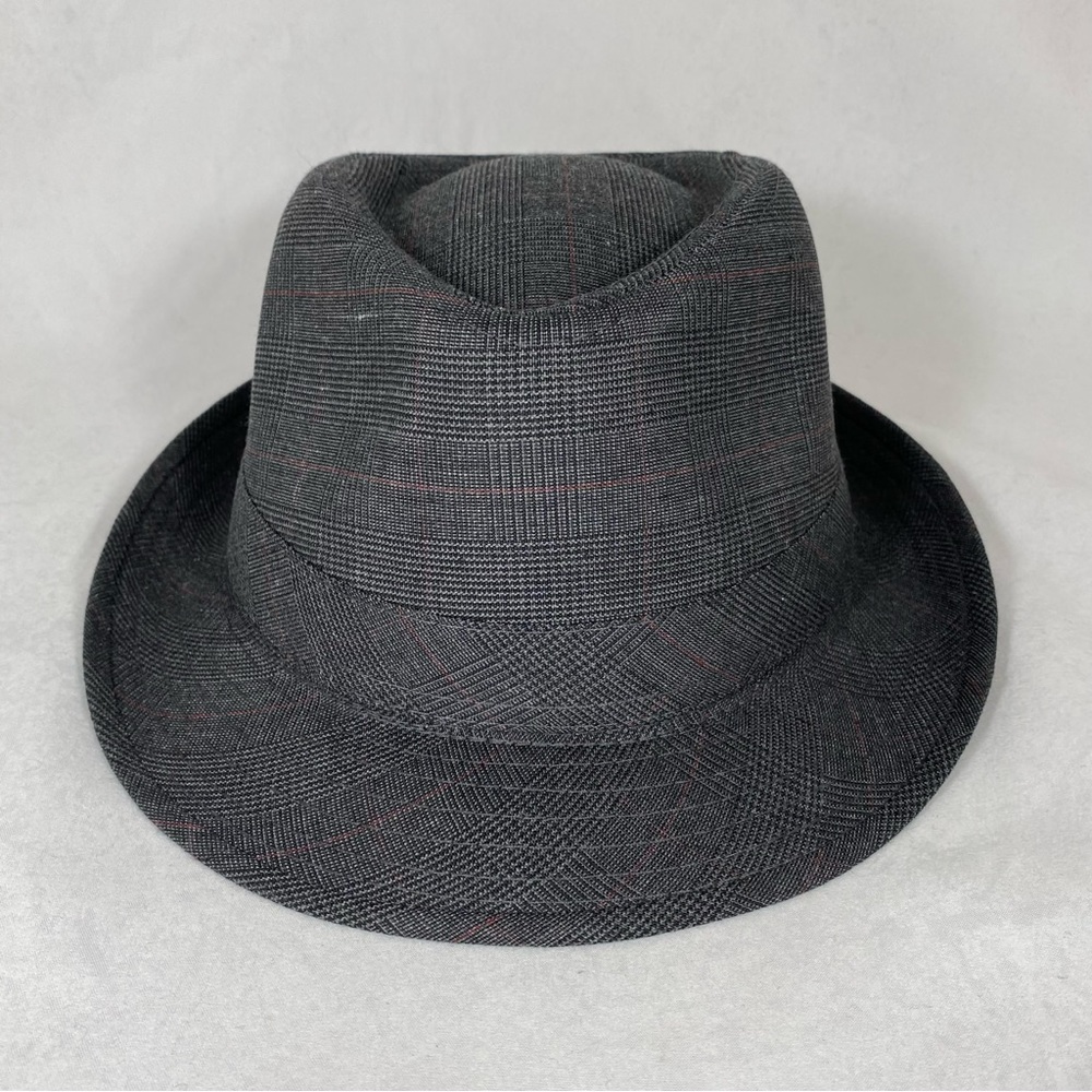 Fedora Diamond Crown Stingy Brim Plaid Pattern Hat